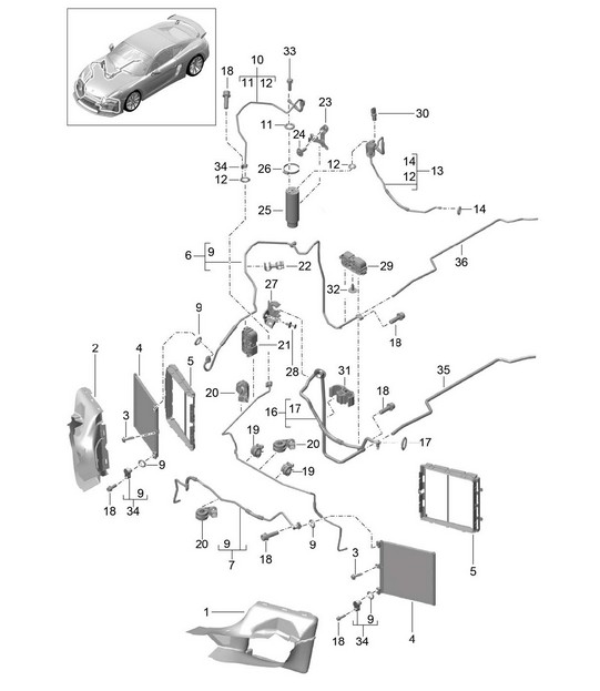 Refrigerant circuit - FRONT - 981C Cayman GT4 2016