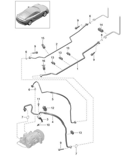 Refrigerant circuit / Underbody and Rear end 981C Cayman GT4 2016