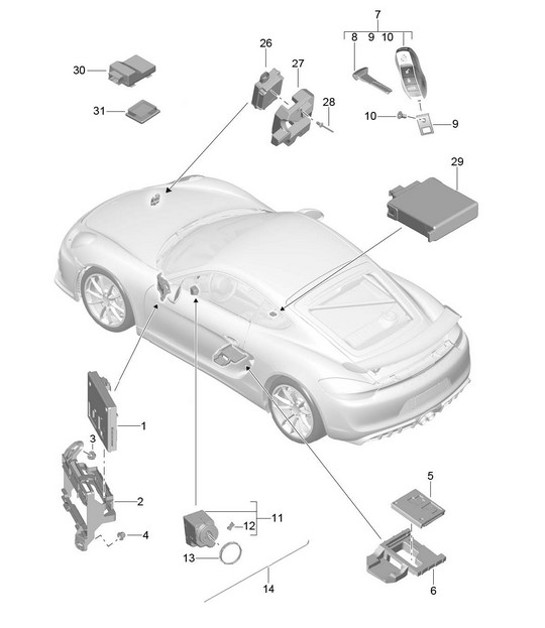 Diagram 901-004 Porsche Boxster 718 (982) 2017>> Electrical equipment