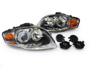 Headlamps Lights with Angel Eyes Chrome Audi A4 2004-07 Pair - 1017680, 0001017680