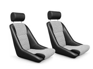 Nürburgring Bucket Seats, Leatherette / Houndstooth, SET OF 2. Porsche 356 / 911 / 912 1950–89