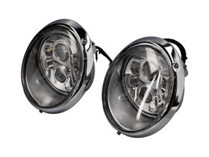 Headlamps chrome rim with LED internals LHD Clear Lens Porsche 911/964 - 91163111499, 91163111299, 91163111399