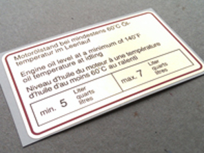 Engine oil level decal, Red  Border,  for Porsche 911 / 914 - 90100650401