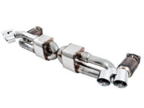 AWE Performance exhaust and high-flow cat sections with Silver tips for Porsche 991.2 Turbo - 3015-42084, 3015