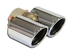 Polished steel exhaust tailpipe trims 90mm. Porsche 987 / 718 Boxster and Cayman   Supersprint - 246426