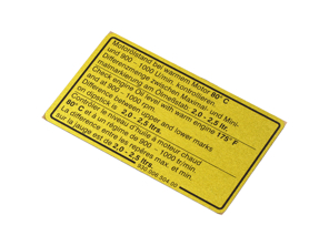 Sticker engine oil level. Porsche 911 SC - 93000650400 - 1601500306