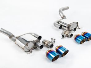 Milltek Sports Exhaust Valved Rear Silencers With Burnt Titanium GT-115 Tailpipe Trims. Porsche Macan 95B MK2 GTS And Turbo - 95B253601DY, 95B253600CY, 95B253612MY, 95B253611MY, 95B253600DY, 95B253601EY - SSXPO179