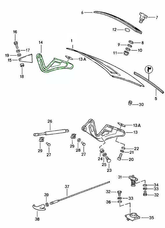 Porsche 911 Rear boot lid hinge RIGHT 93051203600GRV 93051203600GRV Design 911