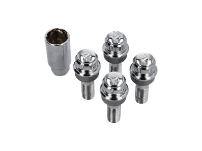 Locking wheel bolt kit (standard size) Chrome plated for Porsche - 99736198009, PAF009593, 99136105700, WHT006980C, WHT006980A, 9A700698000