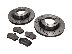 REAR Brake Pads and Brake Disc Package Porsche 987 Boxster S / Cayman S - 98635293911, 98635240301, 98735240301, 98735240300, 98735293901, 98735293900, 98635293911BRE, 98635240301BRE, 98661236501, 90026904701, 99907340201, 99635295901