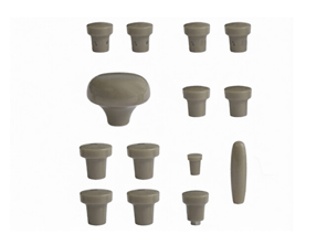 Dashboard knob set, GREY. Porsche 356A (1955-1959) - PCG35655200600, 64455281100600, 64455285300600, 64455283100600, 64455282101600