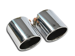Supersprint racing polished steel tailpipe trims. Porsche 718 Boxster / Cayman - 248926