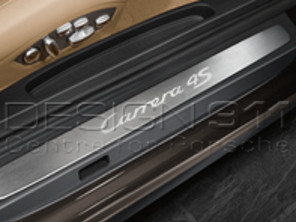 Side Sills Trims in Stainless Steel with Logo. Porsche 991 (911) 2014>> - 99104480000, 99104480001, 99104480002, 99104480003, 99104480200, 99104480201, 99104480202, 99104480203, 99104480006, 99104480007, 99104480008, 99104480005, 99104480004