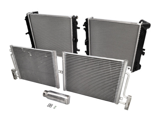 Water and Air Conditioning (Air Con) Radiator set. Porsche 996 / Boxster 986 / 996 GT3 - 94457314301, 99757391101, 99610613151, 99610613251