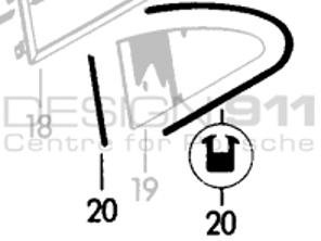 Rear 1/4 window seal. Porsche 356 COUPE - 90154293123, 90154293223 - 356099, 1686100100