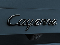 'Cayenne' rear lid badge, in Black (high-gloss). Porsche 9YA Cayenne / S - 9Y004487001041, 9Y004487001