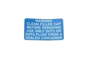 Sticker Brake Fluid Specification. Porsche 911 / 928 S2 US Models - 91100654100 - PAKDOT4