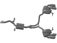 Sports exhaust system, with Silver tailpipes. Porsche 95B.2 Macan S - 95B044211, 95B044211A