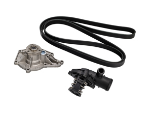 Water pump, belt & thermostat insert kit Porsche 958 Cayenne Diesel 3.0ltr - 95510603310, 95810603320, 95810603321, 95810603210, 95810221600, 95510293400