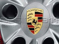 Wheel Caps with Coloured Crest for Porsche 718 Boxster / Cayman (Set of 4) - 00004460729, 00004460522
