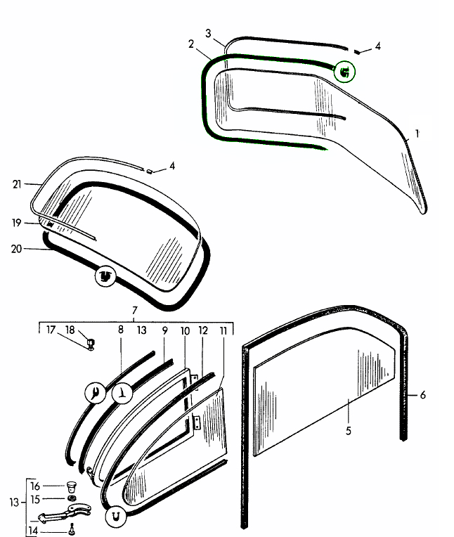 Porsche 356 Lower windshield to cowl rubber seal 64454190240