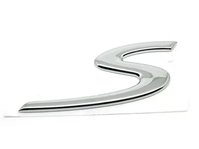 S - Badge CHROME. Porsche 986 Boxster / 996 Turbo S / 997.2 Turbo S - 98655924301