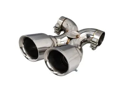 Exhaust Tail Pipe Deluxe Dual Style Polished Chrome. Porsche 987 Boxster / 987C Cayman - 98711125300, 98711125402, 98711125401, 98711125830, 98711125831, 98711125501, 98711125601, 98711198100
