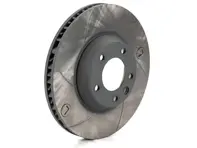 Slotted brake disc rotor, Front. Porsche Cayenne 955 / 957 / 958 (OE No 95535140151 & 95535140251) - 909351C, 909350C, 95535140151, 95535140251