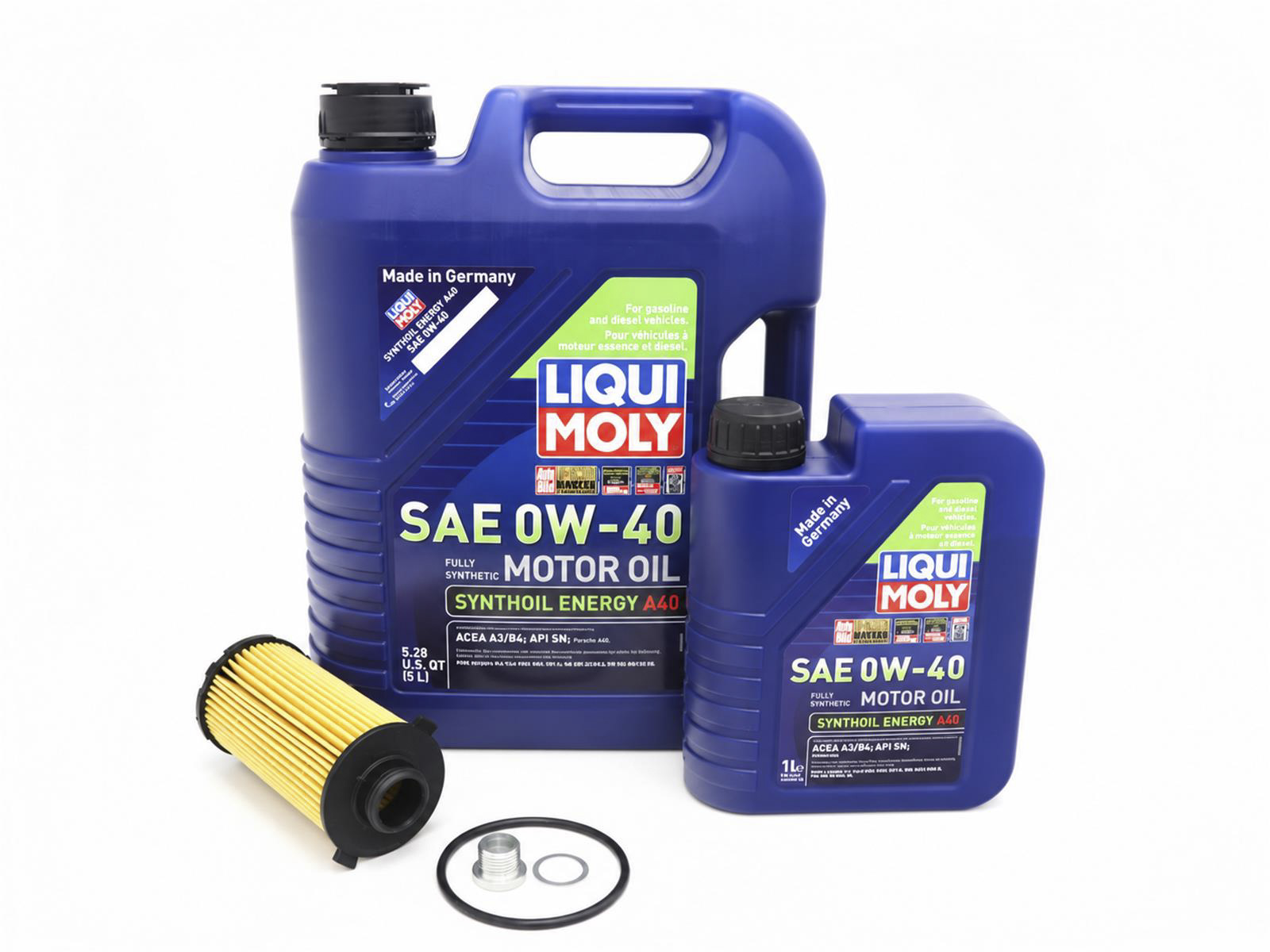 Oil filter service kit with drain plug & Liqui Moly 0w-40 for Porsche 718 (982) Boxster / 718C (982C) Cayman - 9A210722500, 99970768540, 0PC115466