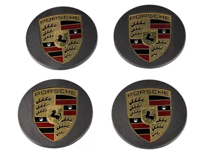 Wheel Caps with Coloured Crest for Porsche Macan (Set of 4) - 00004460512, 00004460712