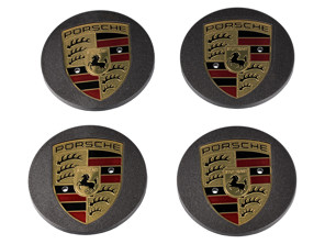 Wheel Caps with Coloured Crest for Porsche Macan (Set of 4) - 00004460512, 00004460712