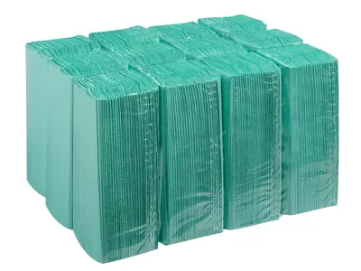 1 ply green C-fold paper hand towels - 12 packs of 240 sheets - CGT28801, BDP00183