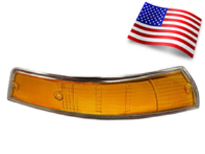 Indicator lens Front, with CHROME Rim. Porsche 911/912 1969-71 USA - 90163190305, 90163190405, 14961S, 14961D, 14961, 14961/D, 14961/S
