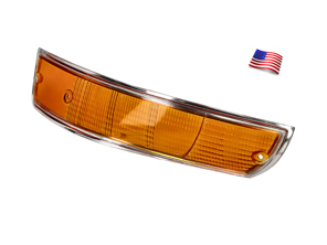 Indicator lens Front, with CHROME Rim. Porsche 911/912 1969-71 USA - 90163190305, 90163190405, 14961S, 14961D, 14961, 14961/D, 14961/S