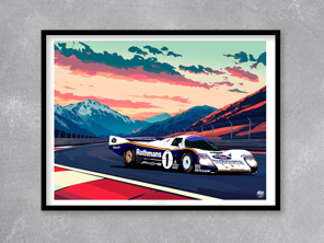 Porsche 962C Le Mans 1986 poster in Black frame