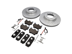 FRONT Brake Pads and Brake Disc Package. Porsche 997 C2 ABS - 99635140501, 99635140601, 99761275601, 99761275901, 99635108802, 95535296000, 99735193907