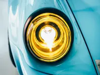 LED headlamp set with yellow reflector and clear lens LHD. Porsche 911 / 964 - 91163111302, 91163102400, 91163111300