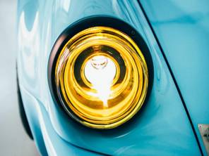 LED headlamp set with yellow reflector and clear lens RHD. Porsche 911 / 964 - 91163111202, 91163102300, 91163111200