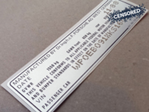 Door Jam VIN Number Decal. Porsche 911 1988 - 91170111246