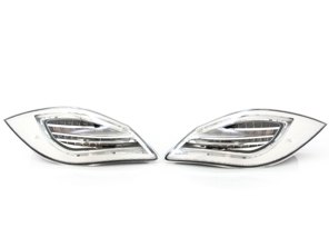 LED Rear indicators, All Clear lens & chromed base. Porsche 987 MKII / 987C MKII - 98763142703, 98763142803