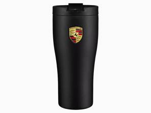 Thermal Travel Mug - Matt Black / Porsche Crest