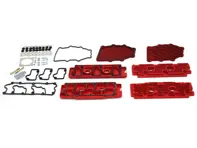 Camshaft and chain housing cover set in red aluminium. Porsche 964 - 96410510701, 96410510801, 96410511601, 96410511602, 96410511603, 96410511604, 96410511605, 96410511606, 96410590200, 96410511503