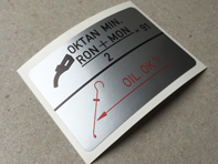 Fuel and oil gas filler door sticker. Porsche 911 / 924 / 928 / 944 (1985 – 1994) - 93070120301