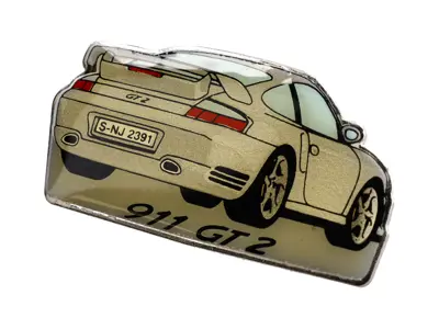 Pin Badge 'Porsche 911 GT2' White