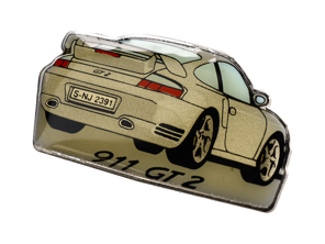 Pin Badge 'Porsche 911 GT2' White