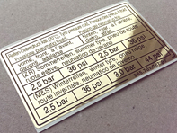 Tyre pressure decal. Porsche 911 (965) Turbo - 96570128703