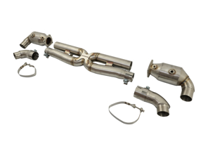 Sports exhaust silencer bypass x pipe with catalytic converters. Porsche 997.2 turbo - 99711102730, 99711102731, 99711102732, 99711300930, 997113009AX, 99711301030, 997113010AX - 9M99711102732