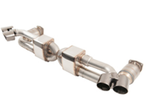 AWE Performance exhaust and high-flow cat sections with Silver tips for Porsche 991 Turbo - 3015-42040, 3015