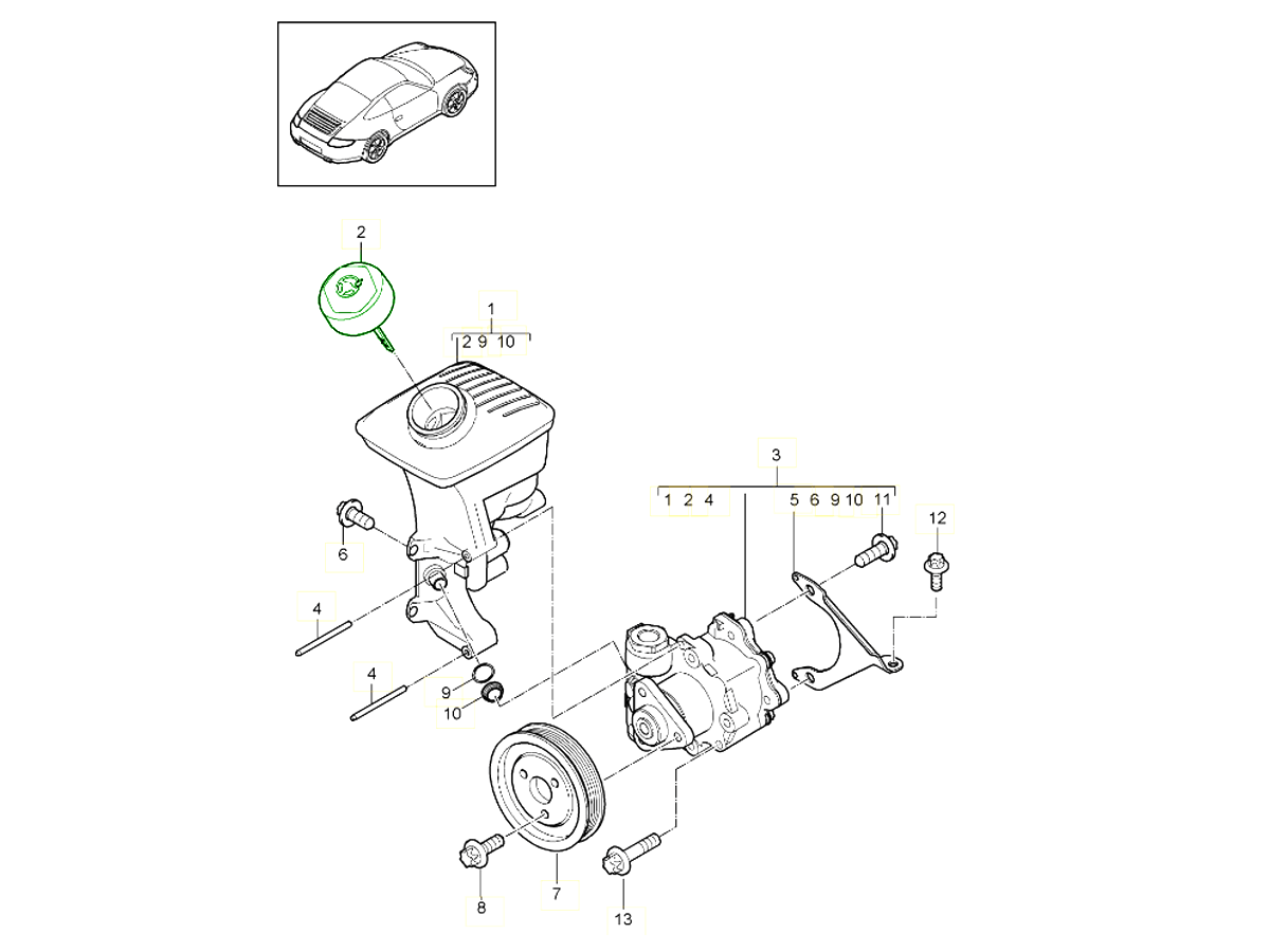 Power steering fluid Reservoir / Tank and Parts Design 911
