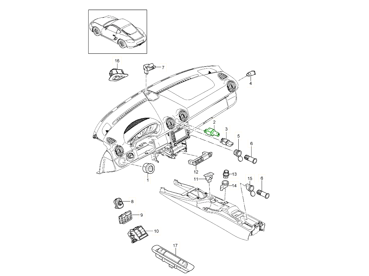 Buy Porsche Boxster 986/987/981 (19972016) Hazard Warning Switch